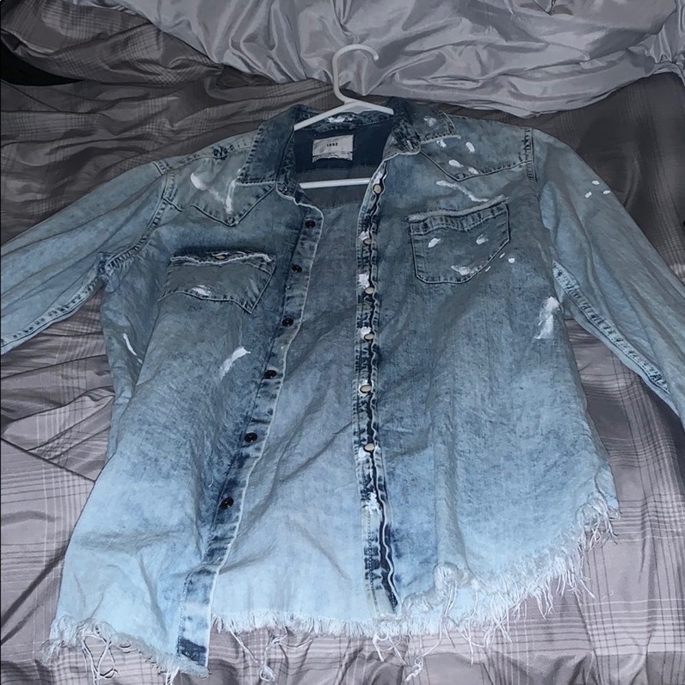 Denim Ripped Button-down Shirt